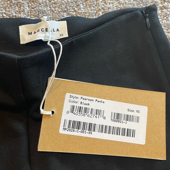 NWT Marcella Pearson Black Split Seam Trouser Pants, Ponte Fabric, Flare Leg, XS - Picture 5 of 15
